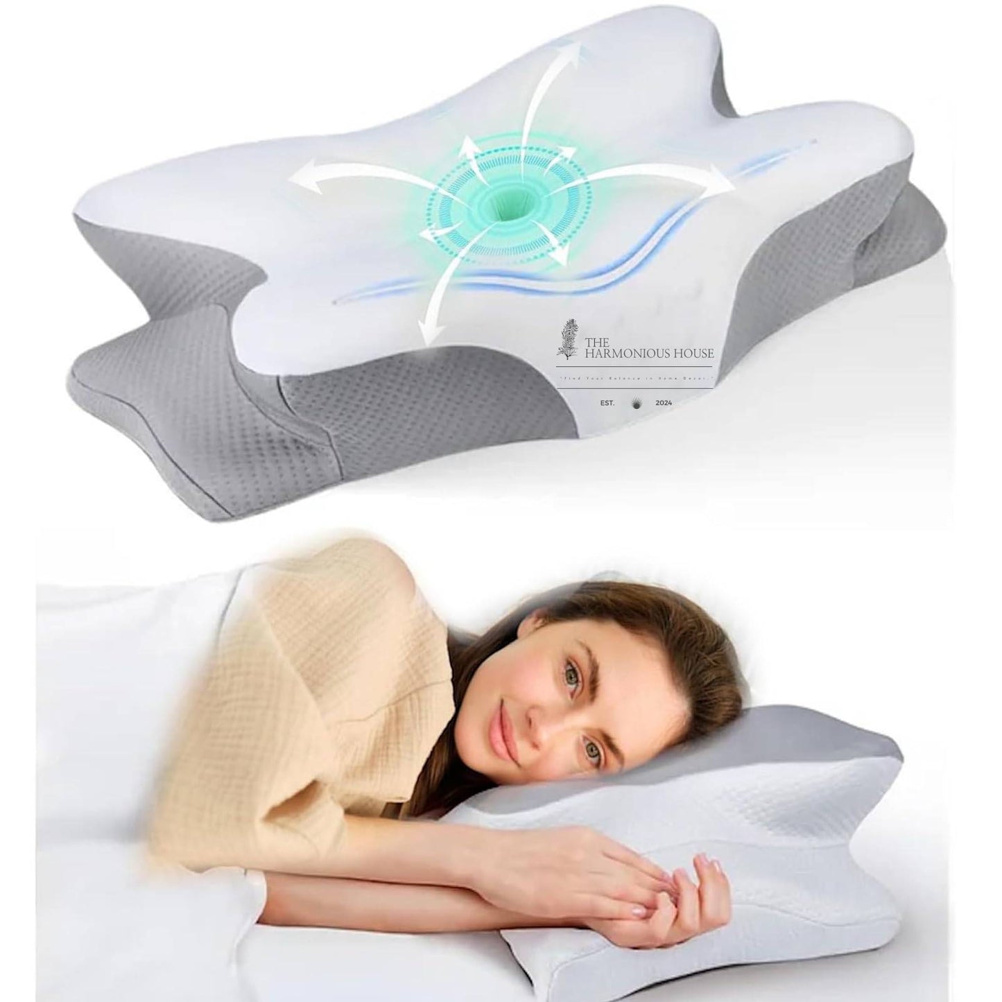 The Harmonious House™ Butterfly Shaped Cervical Pillow for Neck Pain